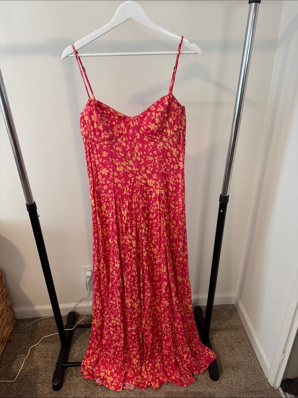Free People Pink and Yellow Floral Maxi Dress